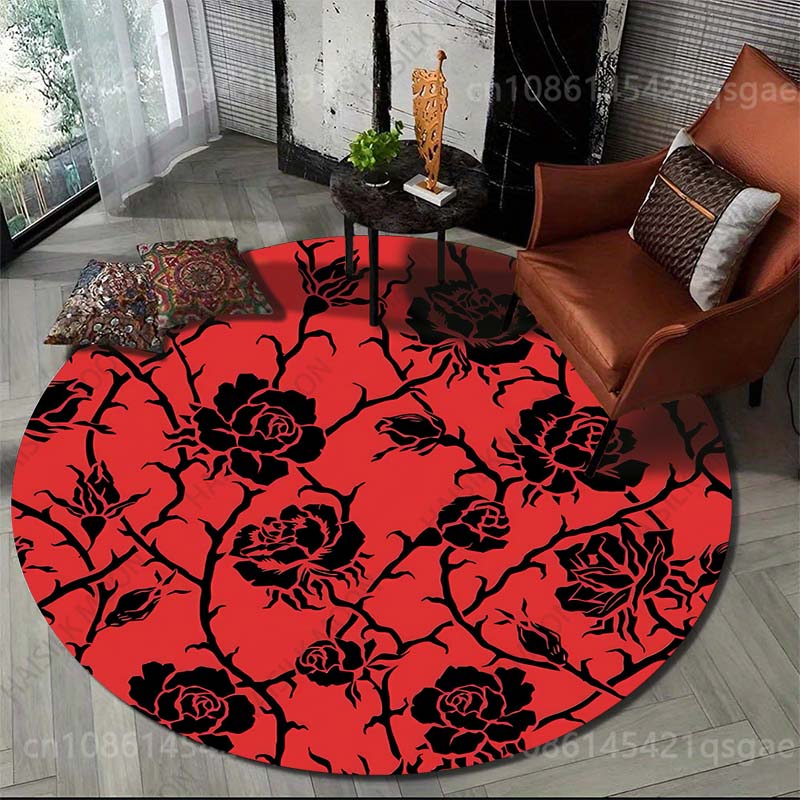 Multiplication Table Mat - Круглый ковер с принтом черных роз