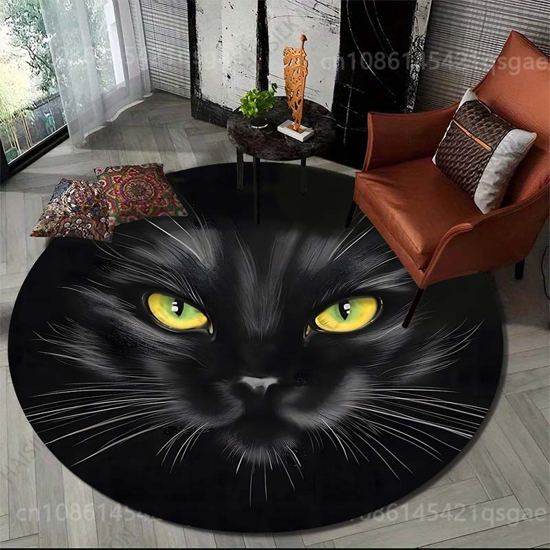 Multiplication Table Mat - Круглый ковер с принтом черной кошки