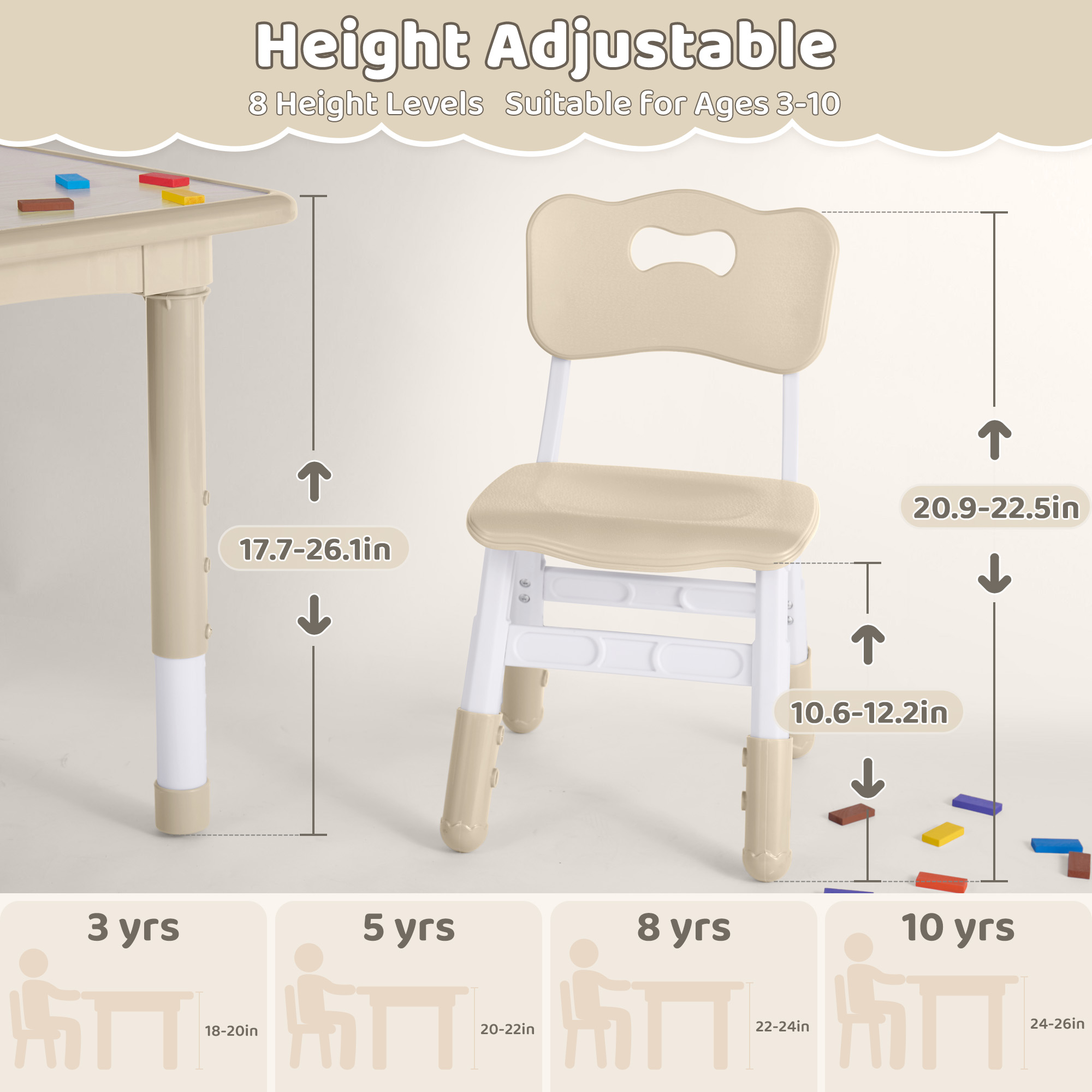 Детский стол и 2 стула с регул – обзор и цена Kids Education Table